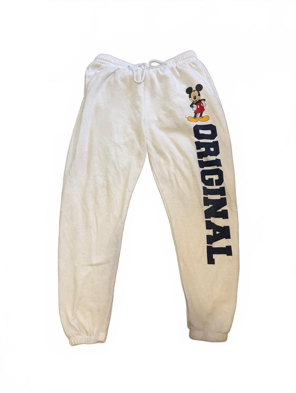 Disney Mickey Mouse White Graphic Jogger Sweatpants Women's XL Vintage Original